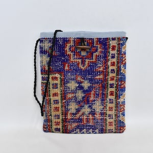 Turkish Kilim Bag, Travel Bag,  Woman Kilim Bag, Handmade Kilim Bag, 12x14 inches, Hygienic Bag, Rug Bag, Woven Bag, Makeup Bag,