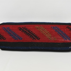 Kilim Pillow Cover, Personalized Gift, Throw Pillow Covers, 8x20 Red Cushion Case, Cylindrical Pillow Cover, Dorm Throw Cushion Case, 398