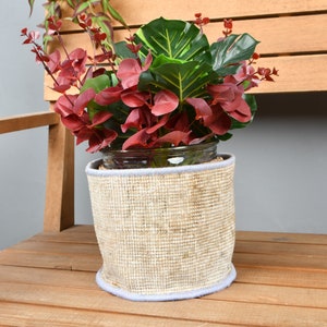 Round Planter Cover, Storage Basket, Rug Design Planter, Organizer Baskets, Handmade Basket, 6x7 Inches, Kilim planter, 17