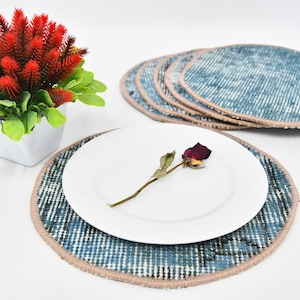 Carpet Supla, Kilim Supla, Service Rug Placemat, Set Of Six, 10&quot;x10&quot; Kitchen Decor, Mouse Pad, Dining Accesory, Hand Crafted Supla, 1