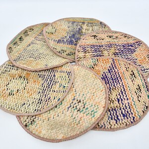 Natural Supla, Kilim Supla, Service Rug Placemat, Set Of Six, 10&quot;x10&quot; Kitchen Decor, Dining Accesory, Handmade Rug Supla, Mouse Pad, 38