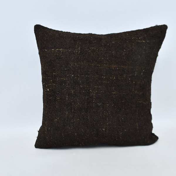 Kilim Pillow, Personalized Gift, Kilim Pillow Covers, 18x18 Brown Pillow, Flat Cushion, Ottoman Cushion, Body Cushion, Monogram Pillow, 6154
