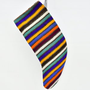 Christmas Stockings, Christmas Gift Stocking, Chimney Stocking, Colorful Kilim Stocking, Striped Kilim Socks, Decor Kilim Stocking, No 1389