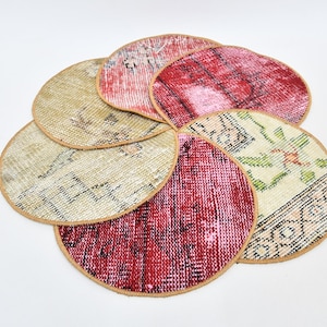 Set Of Six, Rug Supla, Kitchen Decor, Red Underplate, Rug Pad, Housewarming Gift Placemat, Carpet Pad, Rustic Underplate, Rustic Pad,