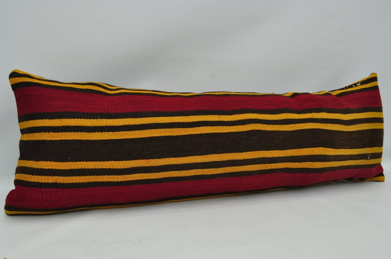turkish kilim pillow kilim pillow 16x48 yellow striped kilim pillow bedroom pillow kelim kissen lumbar pillow king size pillow No 391