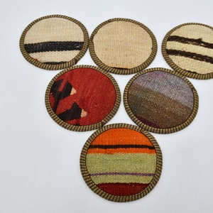 Kitchen Decor, Gift For Her, Tea Pad, Beige Coaster, Striped Coaster, Tribal Pad, Circle Coaster, Stylish Rug Pad, Unique Pad,