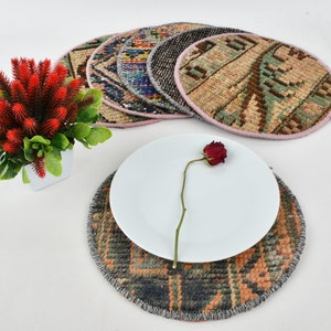 Kitchen Decor, Dining Supla Accessory, Antique Rug Supla, Brown Supla, Rug Coaster, Circle Supla, Wholesale Underplate, Rug Pad,