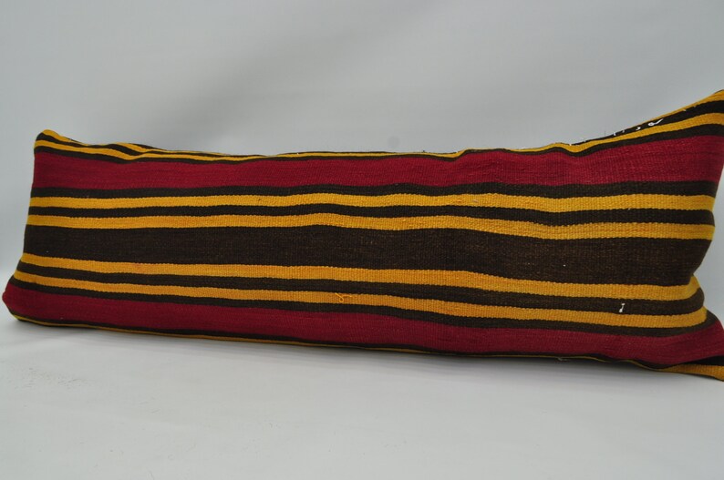 turkish kilim pillow kilim pillow 16x48 yellow striped kilim pillow bedroom pillow kelim kissen lumbar pillow king size pillow No 391