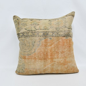 Body Pillow, Kilim Pillow Cases, Throw Pillow Cover, 24x24 Orange Pillow, Rug Cushion, Pet Pillow Cover, Boho Throw Pillow, 1726
