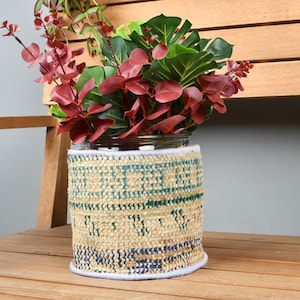Round Planter Cover, Decorative Plant Pot Cover, Plant Pot Cover, Flower Pot Holders, Indoor Planters, 6x7  Inches, Kilim planter, 25