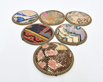 6er Set, Kaffeetassen Unterlage, Bierdeckel, Blauer Untersetzer, Teppich Untersetzer, Gewebter Untersetzer, Tischunterlage, Handgefertigter Untersetzer, Waschbarer Untersetzer,
