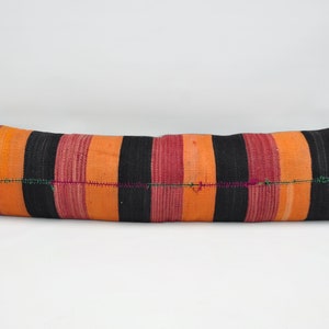 Throw Pillow Cover, Pillow Covers, Kilim Pillows, 12x48 Orange Cushion, Rug Pillow, Mom Gift Pillow Cover, Small Cushion, 34