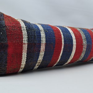 Turkish Pillow, Antique Pillows, Kilim Pillow Covers, 12x36 Chair Pillow Case, Striped Pillow Case, Upcycled Throw Pillow Covers, 651