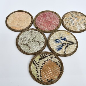 Drink Coaster, Tea Pad, Kilim Coaster, Beige Coaster, Rug Coaster, Unique Pad, Unique Coaster, Rustic Coaster, Oriental Coaster,