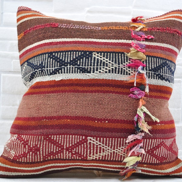 striped kilim pillow Cover pillow Tribal pillow  20x20 Vintage kilim pillow Bedroom pillow Turkish kilim pillow  Cover pillow No 949