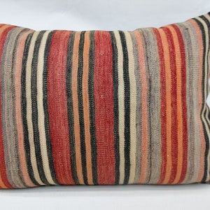 Antique Pillows, Personalized Gift, Kilim Pillow Covers, 20x28 Red Pillow Covers, Striped Pillow Covers, Bolster Pillow Covers, 157