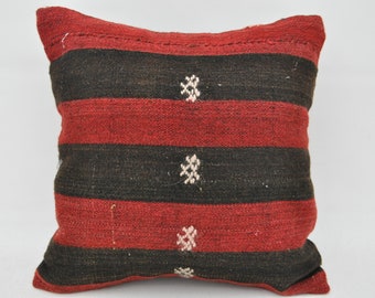 Turkish Kilim Pillow, Throw Pillow Cover, Antique Pillows, 16x16 Mother Gift Cushion Case, Hemp Pillow Covers, Handmade Cushion Case, 4595