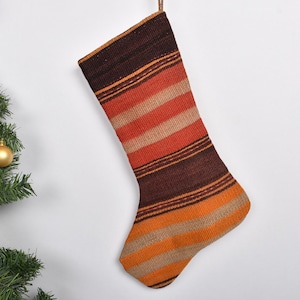 Handmade Christmas Stocking, Rustic Christmas Stocking, Ethnic Holiday Socks, Handmade Kilim Rug Stocking, Boho Stocking, Bohemian Stocking,