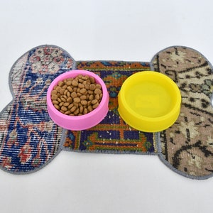 Kilim Animal Pad, Dog Lover Gift Mat, Pet Supplies, Blue Pad, Rug Pad, Water Bowl Mat, Traditional Pad, Water Bowl Pad, Non Slip Mat,