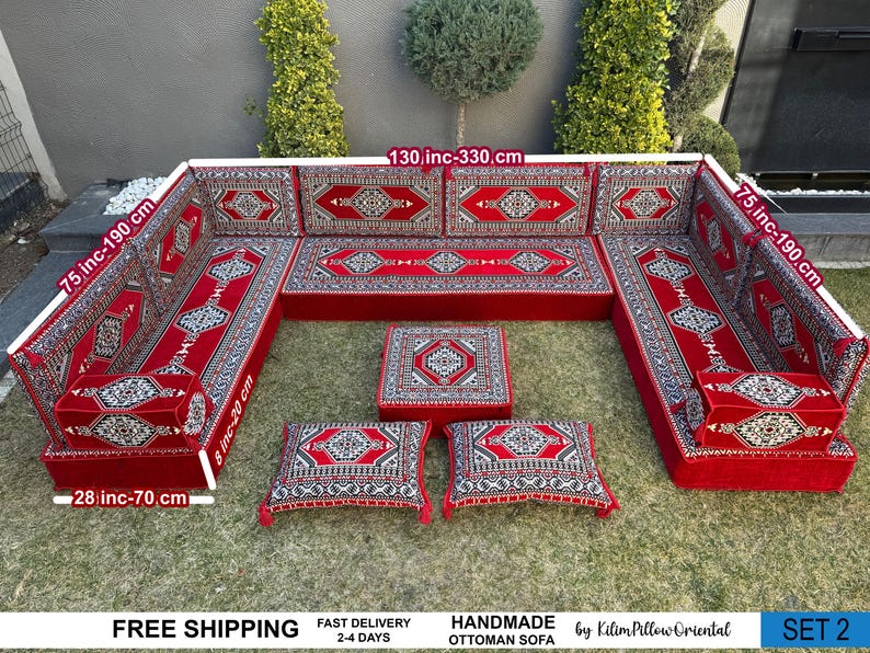 Sofa, Floor Sofa, Floor cushion, Arabic Sofa, Ottoman Sofa, Traditional Floor Cushion, Sark Kosesi, Couch Pillow, Turkish Kilim Pillow image 3