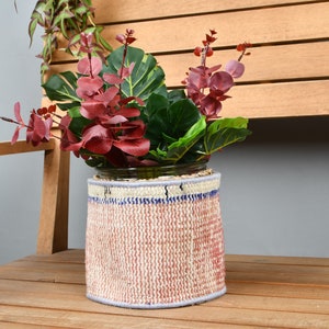 Flower Vases, Hand Woven Storage Basket, Carpet Plant Basket, Decorative Plant Cover, 6x7 Inches, Bedroom Decor, Balcony Decor, 18