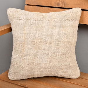 Kilim Pillow, Handmade Kilim Cushion, 12x12 Ethnical Kilim Rug Pillow, Pillow for Couch, Beige Cushion, Eco-Friendly Handmade Kilim Pillow,