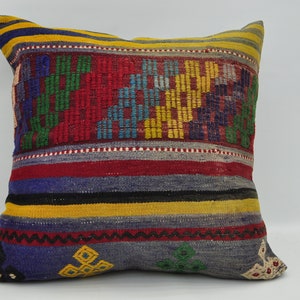 kilim pillow kilim pillow cover throw pillow  24&quot;x24&quot; cushion cover embroidered kilim pillow boho pillow   No 921