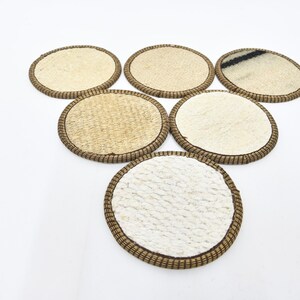 Tea Pad, Kilim Coaster, Rug Coaster, White Coaster, Striped Coaster, Unique Coaster, Circle Pad, Circle Coaster, Non Slip Coaster,