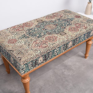 Kilim Bench, Upholstered Bench, Entryway Bench, Vintage Bench, Rustic Bench, Farmhouse Bench, Bedroom Bench, Wooden Bench, Bohemian Bench,