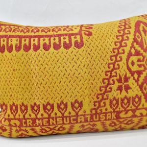 Body Pillow, Kilim Pillow, Home Decor Pillow, 20x28 Yellow Pillow Covers, Patterned Pillow, Suzani Pillow Covers, Gothic Throw Pillow, 151