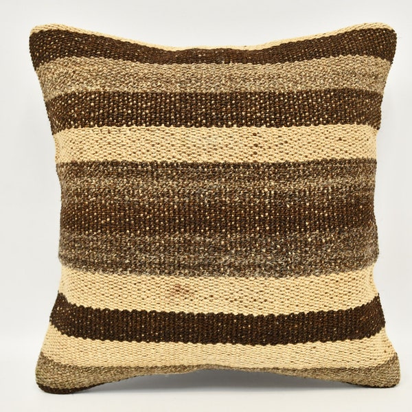 Throw Pillow, Throw Pillow Cover, Kilim Pillows, 12x12 Brown Cushion, Striped Cushion Case, Home Decor Gift Cushion, Halloween Pillow, 1387