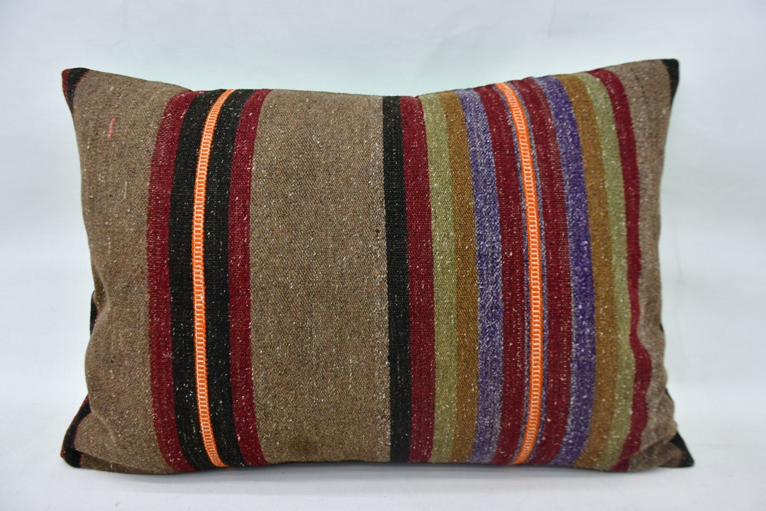 Pillow Covers, Kilim Pillow Cases, Throw Pillow, 20x28 Brown Pillow
