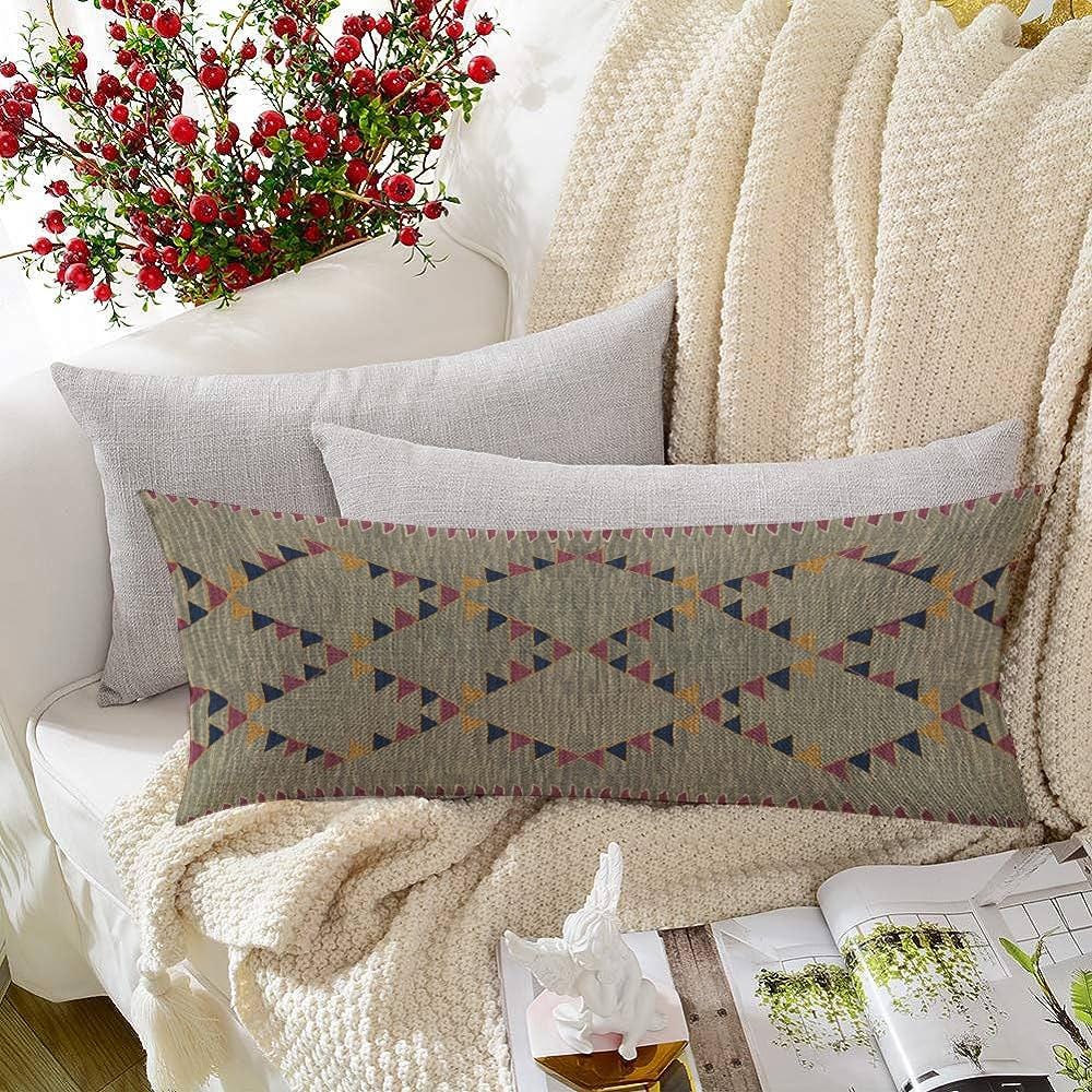 Olive Green Tribal Lumbar Pillow Cover 12x24, Southwest Triangle
