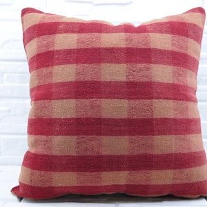Kilim Pillow, Kilim Pillow Cases, Throw Pillow Covers, 28x28 Red Pillow Case, Striped Pillow, Boho Chic Pillow Case, Cool Throw Pillow,  97