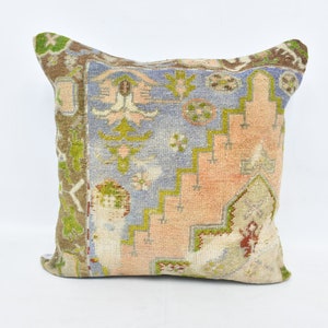 Antique Pillows, Throw Pillow, Personalized Gift, 28x28 Green Cushion, Rug Pillow Covers, Colorful Cushion, Luxury Throw Pillow Covers,  393