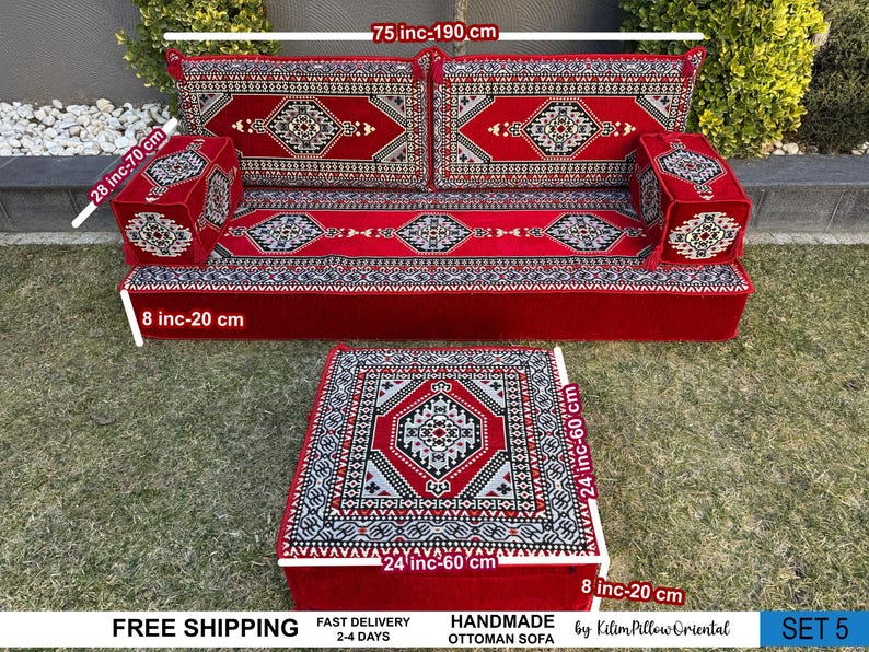 Sofa, Floor Sofa, Floor cushion, Arabic Sofa, Ottoman Sofa, Traditional Floor Cushion, Sark Kosesi, Couch Pillow, Turkish Kilim Pillow image 5