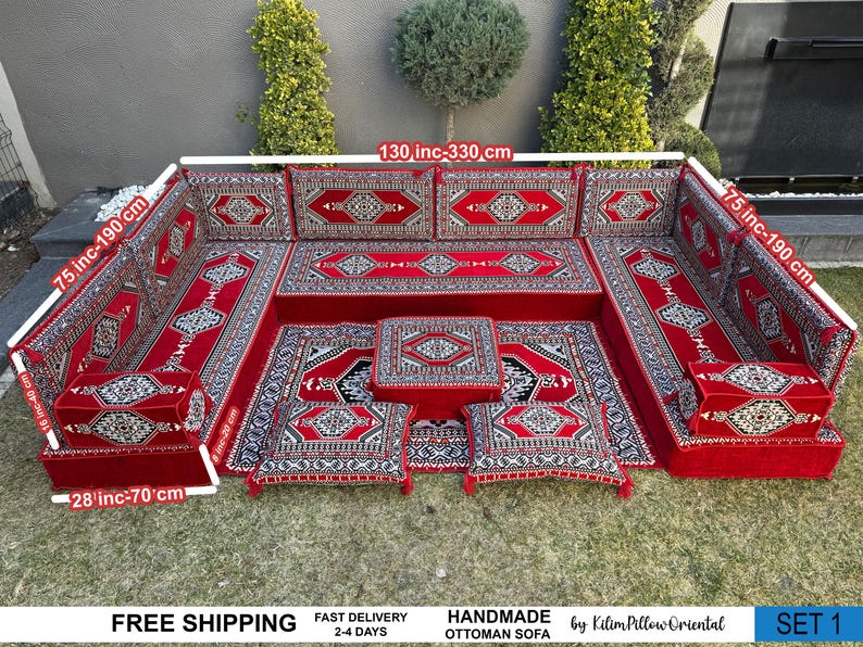 Sofa, Floor Sofa, Floor cushion, Arabic Sofa, Ottoman Sofa, Traditional Floor Cushion, Sark Kosesi, Couch Pillow, Turkish Kilim Pillow image 2