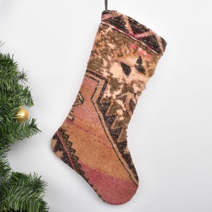 Rustic Christmas Stocking, Handmade Kilim Stocking, Vintage Stocking, Custom Family Christmas Stocking, Boho Christmas Stocking