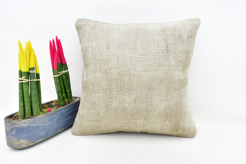 Sofa Kilim Pillow Throw Pillow No 4880 18x18 Pillow Cover Natural Plain Pillow Square Pillow Home Decor Pillow 18x18 Kilim Pillow