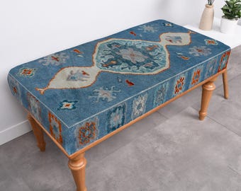 Kilim Bench, Upholstered Bench, Entryway Bench, Vintage Bench, Rustic Bench, Farmhouse Bench, Bedroom Bench, Wooden Bench, Bohemian Bench,