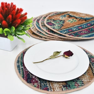 Kitchen Decor, Kilim Supla, Service Rug Placemat, Set Of Six, 10&quot;x10&quot; Dining Accesory, Dinnerware Sets,  Handmade Rug Supla, Mouse Pad, 26