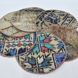 Accessoire de salle à manger, lot de six, sous-tasse de tasse à café, sous-verre bleu, 10 x 10 po. napperon, bloc rond, meilleur napperon, napperon déco de table, 103