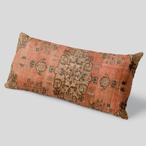 Vintage Turkish Kilim Pillow Cover, Oriental Rug Design, Chenille Fabric imagen 5