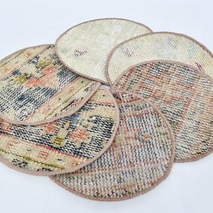 Dining Accesory, Kilim Supla, Service Rug Placemat, Dinnerware Sets, Set Of Six, 10&quot;x10&quot; Kitchen Decor, Handmade Rug Supla, Mouse Pad, 47