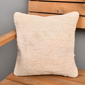 Throw Kilim Pillow, Kilim Pillow Cover, 12x12 Vintage Kilim Pillow, Home Decor Pillow, Beige Cushion Case, Versatile Solid Color Pillow,