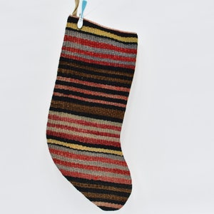 Christmas Decorative, Striped Stocking, Brown Stocking, Monogrammed Stocking, Kilim Stocking, Wholesale Stocking, Handmade Stocking,  1458