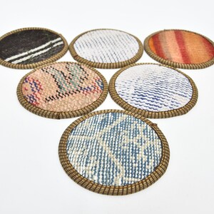 Coffee Cup Pad, Glass Pad, Tea Pad, Yellow Coaster, Striped Coaster, Circle Coaster, Wholesale Coaster, Gift Pad, Antique Rug Pad,