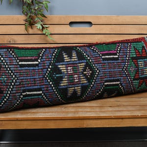 Kilim Pillow Cover, Handmade Kilim Cushion, 16x48 Turkish Kilim Pillow, Kilim Pillow, Purple Cushion, Decorative Lumbar Pillow Pillow,