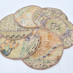 Handmade Rug Supla, Dinnerware Sets, Kilim Supla, Service Rug Placemat, Set Of Six, 10&quot;x10&quot; Kitchen Decor, Dining Accesory, Mouse Pad, 23