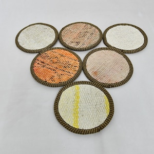 Round Coaster, Drink Coaster, Tea Pad, Beige Coaster, Rug Coaster, Washable Coaster, Housewarming Gift Coaster, Coffee Coaster,
